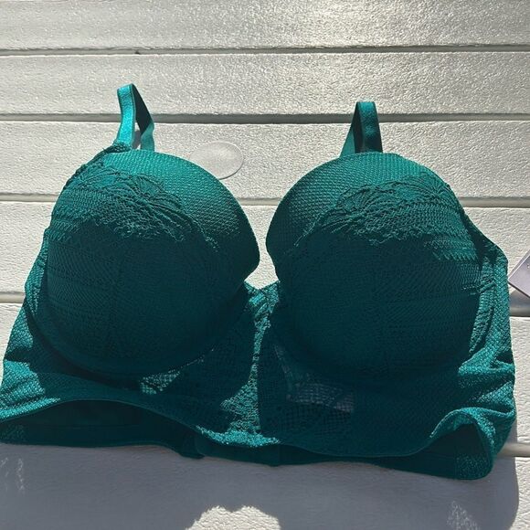 New Auden emerald green lace underwire Demi coverage bra 34D - Picture 1 of 7